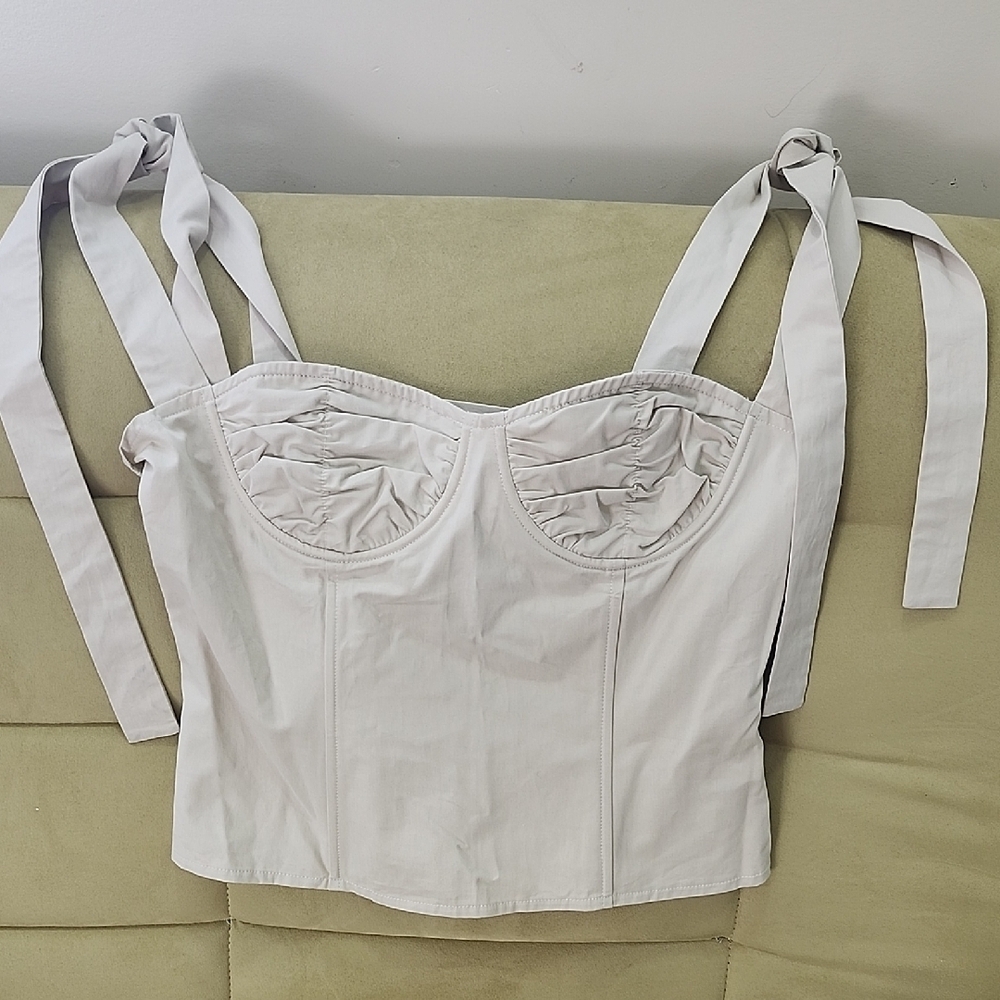 Lioness Nude Tie-Strap Bustier Top